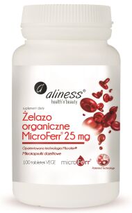 Aliness Żelazo organiczne MicroFerr® 25 mg | 100 tabletek VEGE