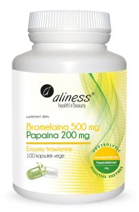 Aliness Bromelaina 500 mg/Papina 200 mg | 100 kapsułek