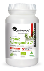 Aliness Organic Ashwagandha 5% KSM-66 200mg | 100 vege kapsułek
